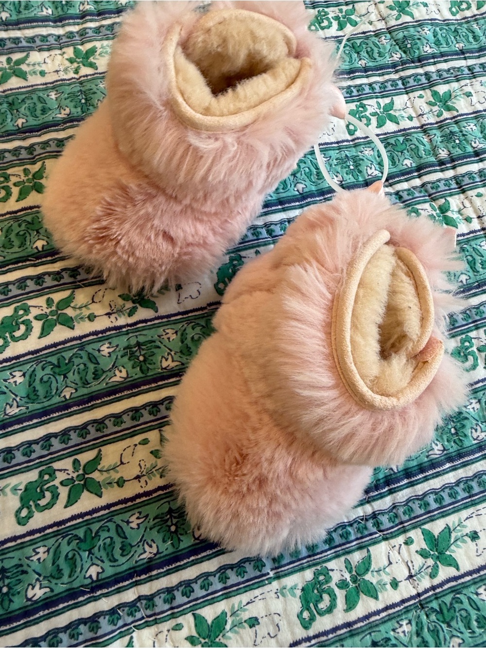 UGG Fur Booties and Baby Beanie - Pink